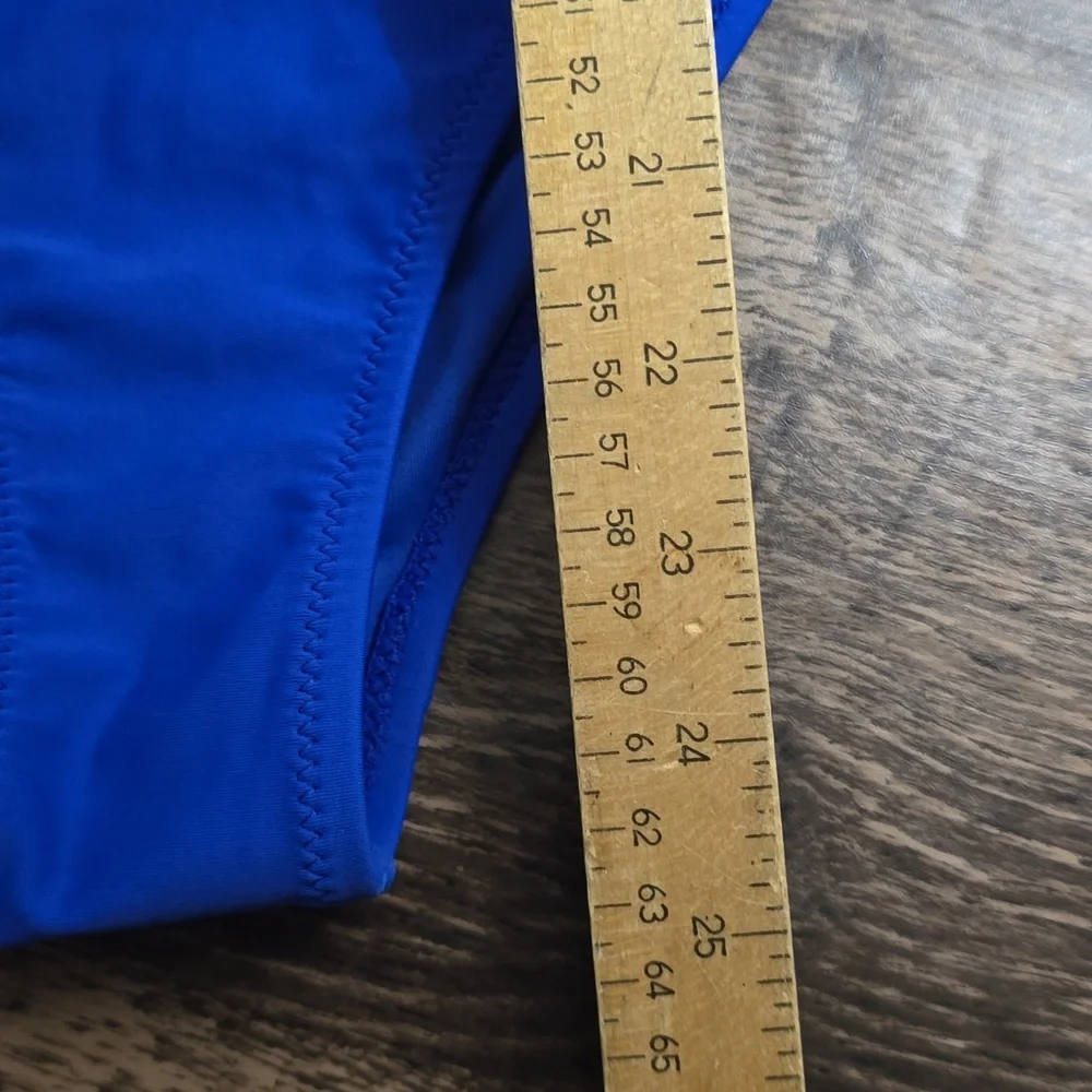 CUPSHE Royal Blue One-Piece Swimsuit‎ with Belt vneck Low Cut Sz S